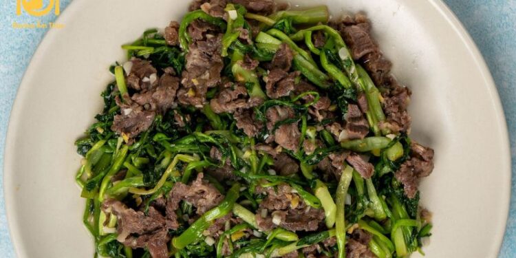thịt bò xào rau cần