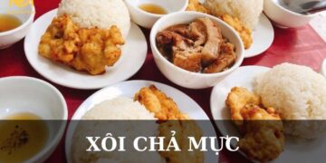 Cách làm xôi chả mực tại nhà hấp dẫn, đơn giản ngay tại nhà 13 xôi chả mực