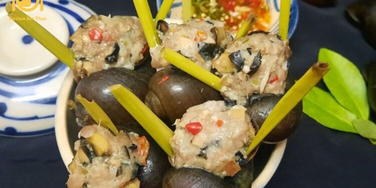 ốc nhồi nướng mỡ hành