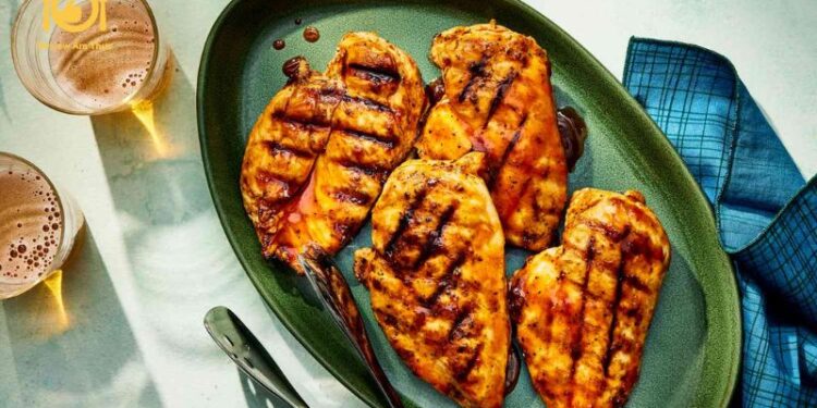 ức gà nướng mật ong bằng nồi chiên không dầu