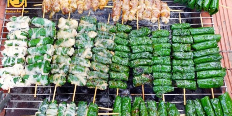 bò nướng lá lốt mỡ chài