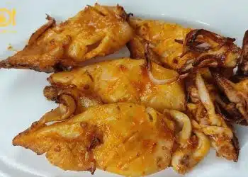 nướng mực bằng nồi chiên không dầu