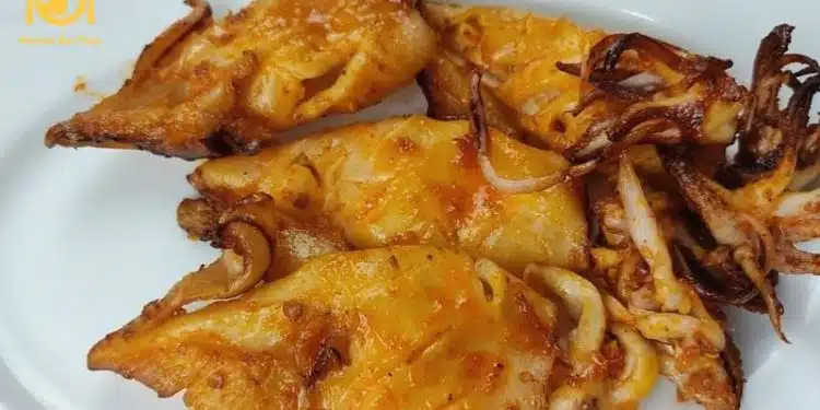 nướng mực bằng nồi chiên không dầu